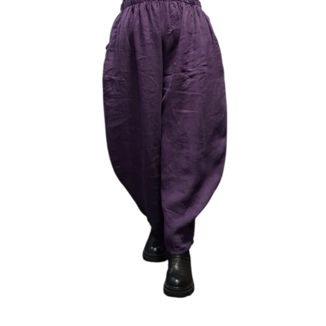 Wijde broek purple 100% linnen