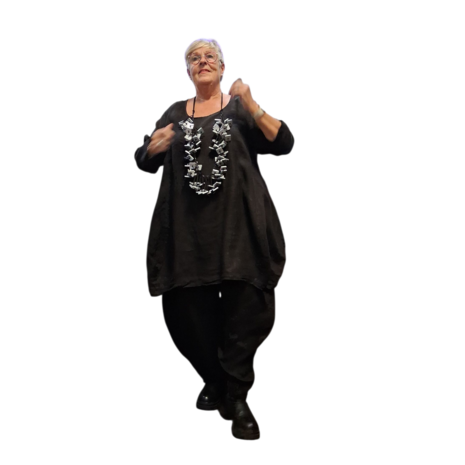 Ballon-tuniek-A-lijn-zwart 100%-linnen