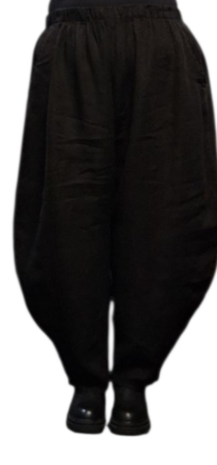 Wijde broek zwart 100% linnen