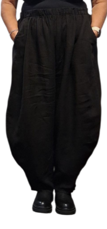 Wijde broek zwart 100% linnen