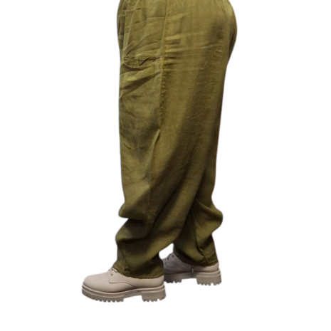 Ballonbroek olijfgroen100% linnen