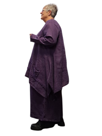 Tuniek purple A lijn 100%-linnen met kant