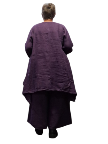 Tuniek purple A lijn 100%-linnen met kant
