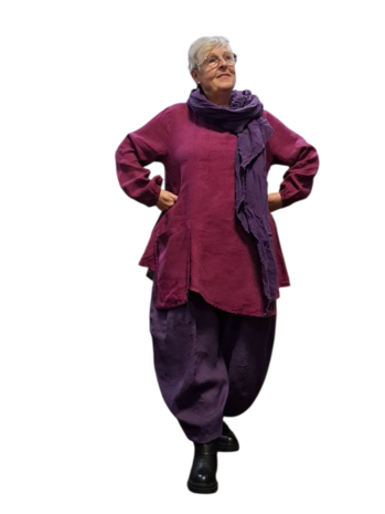 A-lijn tuniek  paars 100%-linnen met zak