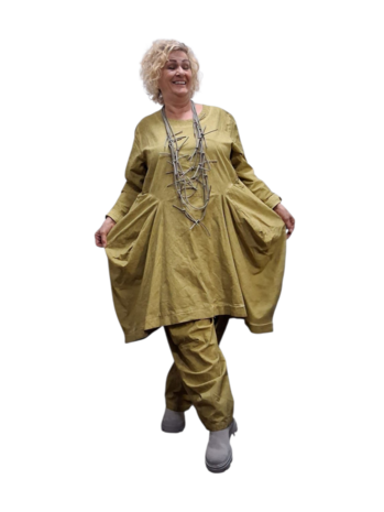 Ballonjurk/tuniek okergeel stonewashed