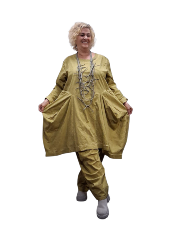 Ballonjurk/tuniek okergeel stonewashed