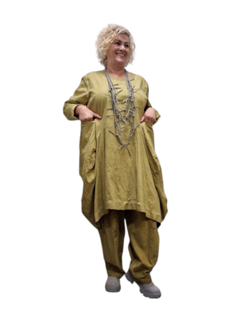 Ballonjurk/tuniek okergeel stonewashed