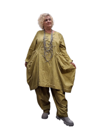 Ballonjurk/tuniek okergeel stonewashed