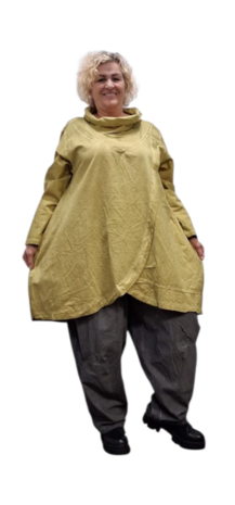 Tuniek oker stonewashed met ruime kolkraag