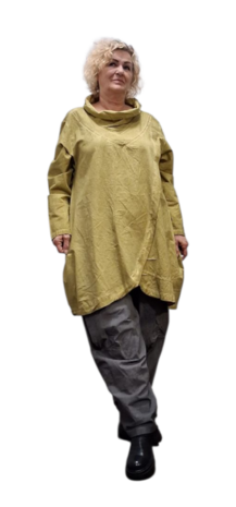 Tuniek oker stonewashed met ruime kolkraag