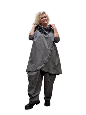 Tuniek grijs met grote kolkraag stonewashed