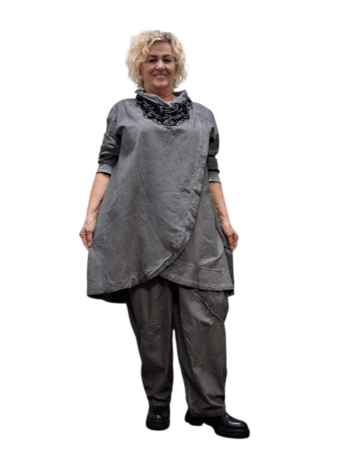 Tuniek grijs met grote kolkraag stonewashed