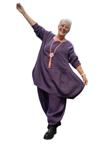 Ballon-tuniek-A-lijn-purple100%-linnen