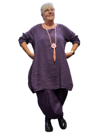 Ballon-tuniek-A-lijn-purple100%-linnen