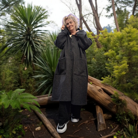 Mantel / jas Laine , effen antraciet