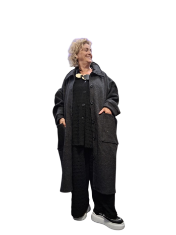 Mantel / jas Laine , effen antraciet