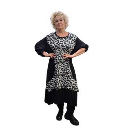 Winterjurk Zima zwart print in A-vorm 