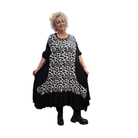 Winterjurk Zima zwart print in A-vorm 