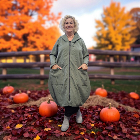 Lange tussen ballonjas groen