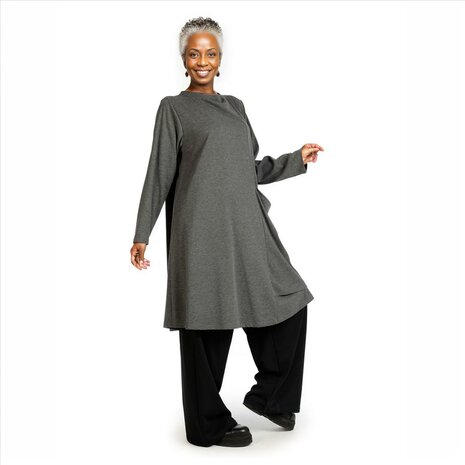 Milano tuniek/jurk grijs in rechte vorm van gladde romanite jersey Kwaliteit