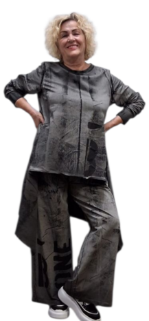 Tweedelig set grijs met print