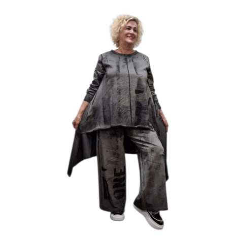 Tweedelig set grijs met print