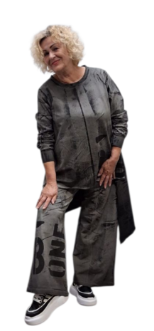 Tweedelig set grijs met print