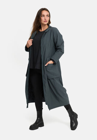 Kekoo Lange mantel groen gevoerd