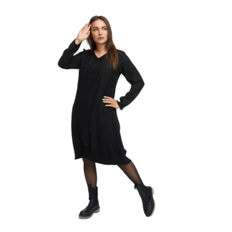 Elegant jurkje, A-lijn, met structuurpatroon 'Noira'  zwart