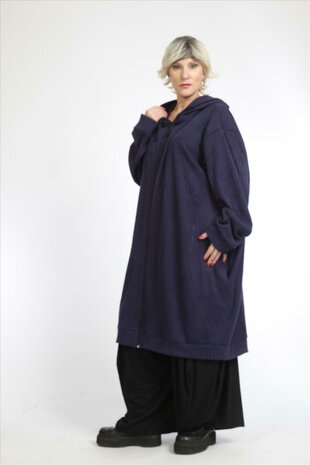 Oversized capuchon vest-jack, ongevoerd paars Stitch