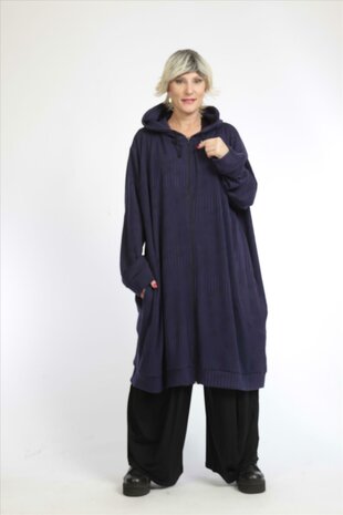 Oversized capuchon vest-jack, ongevoerd paars Stitch