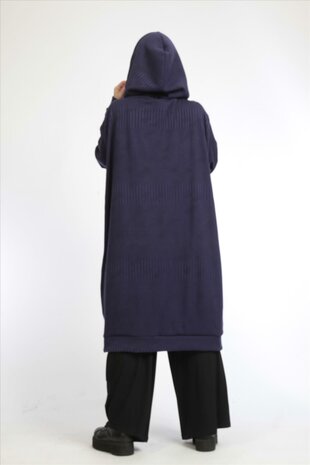 Oversized capuchon vest-jack, ongevoerd paars Stitch