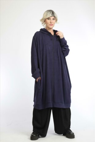 Oversized capuchon vest-jack, ongevoerd paars Stitch