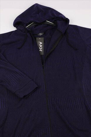 Oversized capuchon vest-jack, ongevoerd paars Stitch