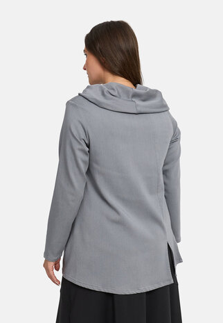 'Juline' Shirt &ndash; Denim met stretch in vloeiende A-lijn grijs