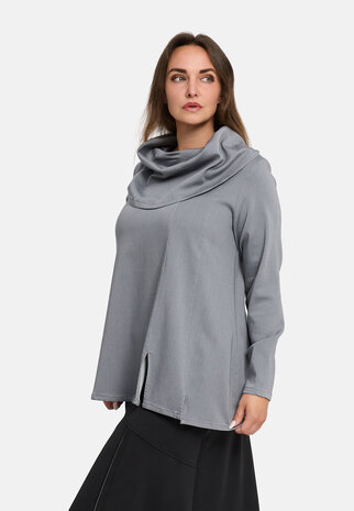 'Juline' Shirt &ndash; Denim met stretch in vloeiende A-lijn grijs