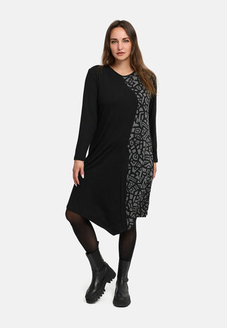 'Seriva' Jurk – A-lijn, zacht & figuurvriendelijk grijs/zwart