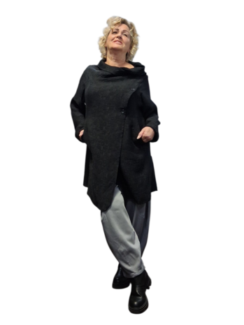 Blouse/vest 'Noira' zwart met structuurpatroon 