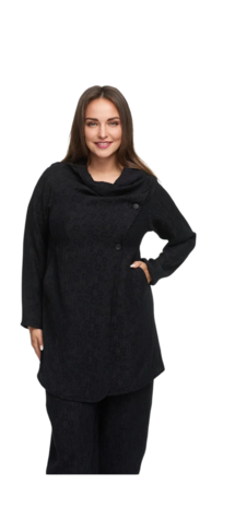 Blouse/vest 'Noira' zwart met structuurpatroon 