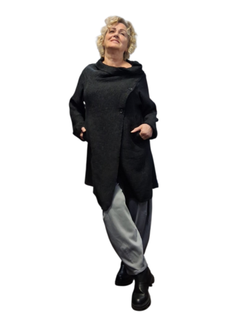 Blouse/vest 'Noira' zwart met structuurpatroon 