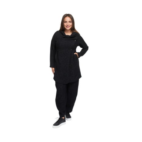 Blouse/vest 'Noira' zwart met structuurpatroon 