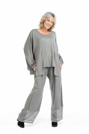 Juliette oversized shirt met Chiffon inzet grijs
