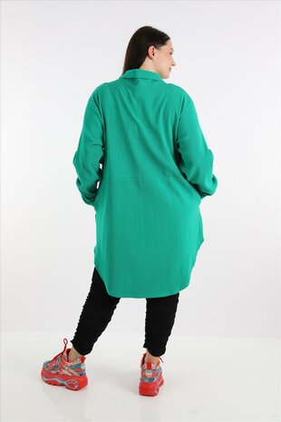 Blouse-jas Rinna groen, in afgeronde vorm 