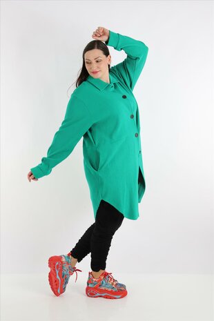 Blouse-jas Rinna groen, in afgeronde vorm 