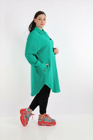 Blouse-jas Rinna groen, in afgeronde vorm 