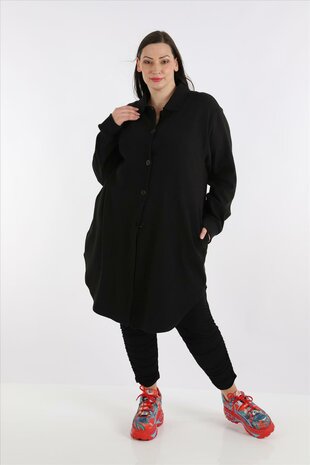 Blouse-jas Rinna zwart, in afgeronde vorm 