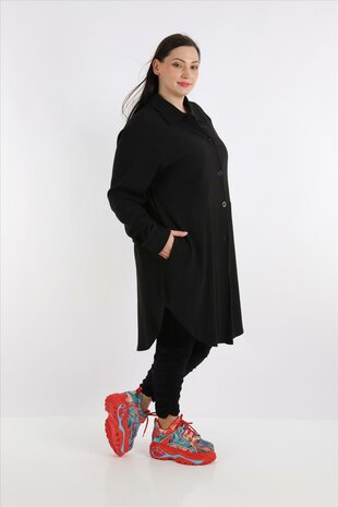 Blouse-jas Rinna zwart, in afgeronde vorm 