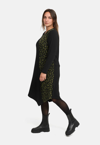 'Seriva' Jurk – A-lijn, zacht & figuurvriendelijk groen/zwart