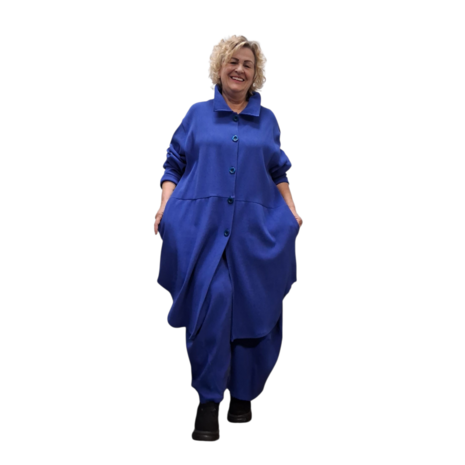 Blouse-jas Rinna blauw, in afgeronde vorm 