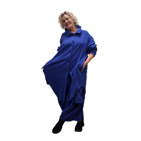 Blouse-jas Rinna blauw, in afgeronde vorm 